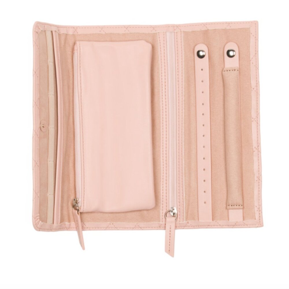 BROUK AND CO Leo Travel Jewelry Clutch Case Quilt Foldable Pink